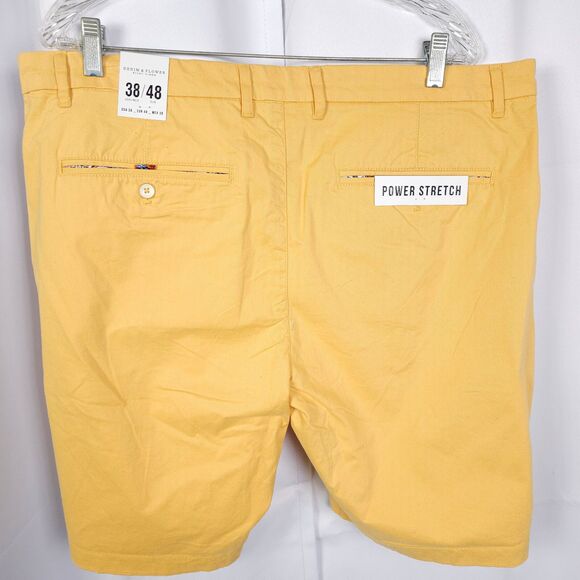 NWT Denim & Flower Ricky Singh Mens 38 Yellow Power Strech Chino Khaki Shorts - Picture 2 of 8